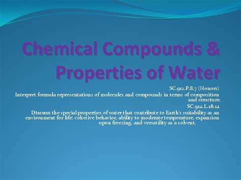 chemical compounds properties  water sc  p