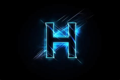 Logotipo De La Letra H Azul Ne N Brillante Electrificado Sobre Un Fondo