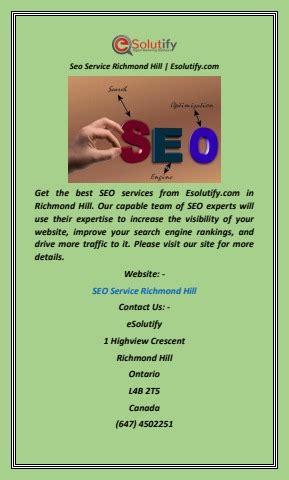 Seo Service Richmond Hill Esolutify