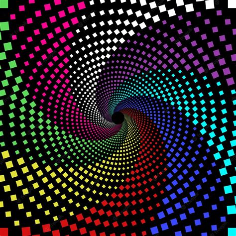 Premium Vector Multicolor Dotted Squares Spiral Vortex Vector