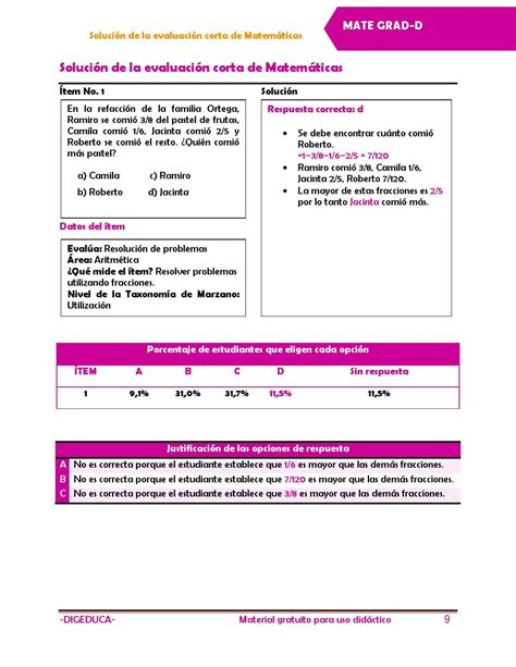 Soluci N De La Evaluaci N Corta De Matem Ticas Para Graduandos Mate