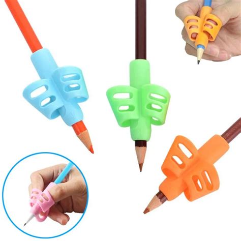 Set Enfants Porte Crayon Outils Silicone Deux Doigts Ergonomique