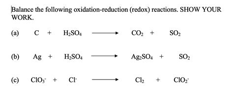 Solved Balance The Following Oxidation Reduction Redox