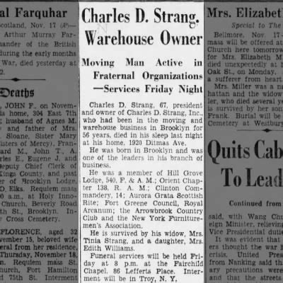 Obituary For Charles D Strang Aged Newspapers