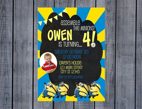 Minion Birthday Invitation-Printable | Printable birthday invitations ...