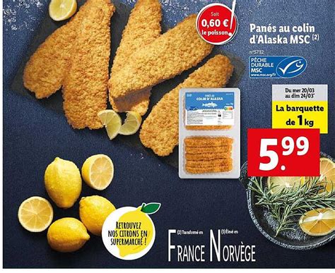 Promo Panés Au Colin D alaska Msc chez Lidl iCatalogue fr