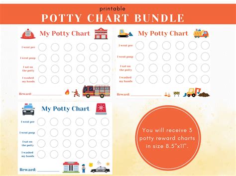 Potty Training Chart Boys Potty Charts Bundle Potty Chart - Etsy