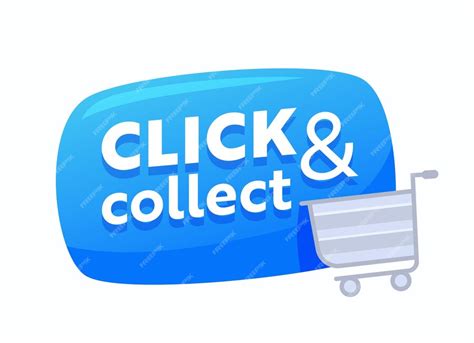 Premium Vector Click And Collect Blue Bubble With Shopping Trolley