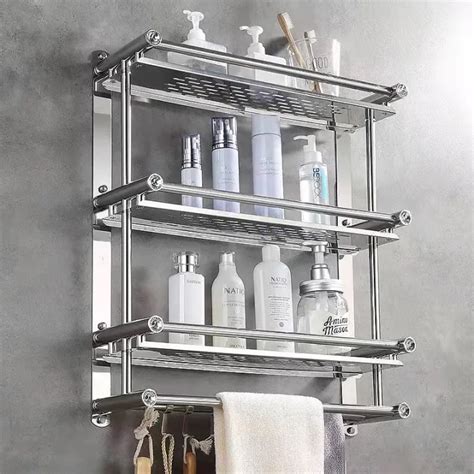 Stainless Steel Layer Bath Towel Rack Bathroom Shelf Lazada Ph