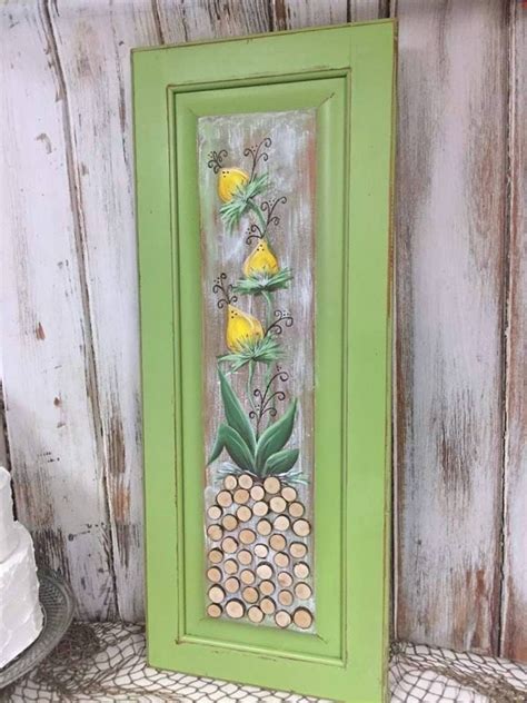 Hand Painted Cabinet Door Upcycled Home By Beehindthymemarket