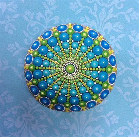 Jewel Drop Mandala Painted Stone Sea Urchin Etsy Canada Stone