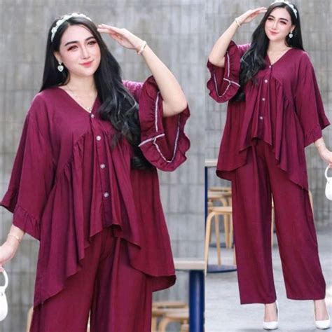 Jual ONESET JOLLY VIRAL SETELAN WANITA DEWASA RAYON JUMBO LD 120