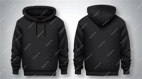 Premium Vector | The front and back of a black hoodie