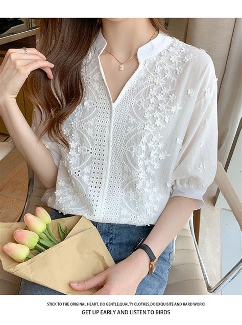 Summer Women V Neck Lace Blouse Shirt Women Blusas Mujer De Moda 2022