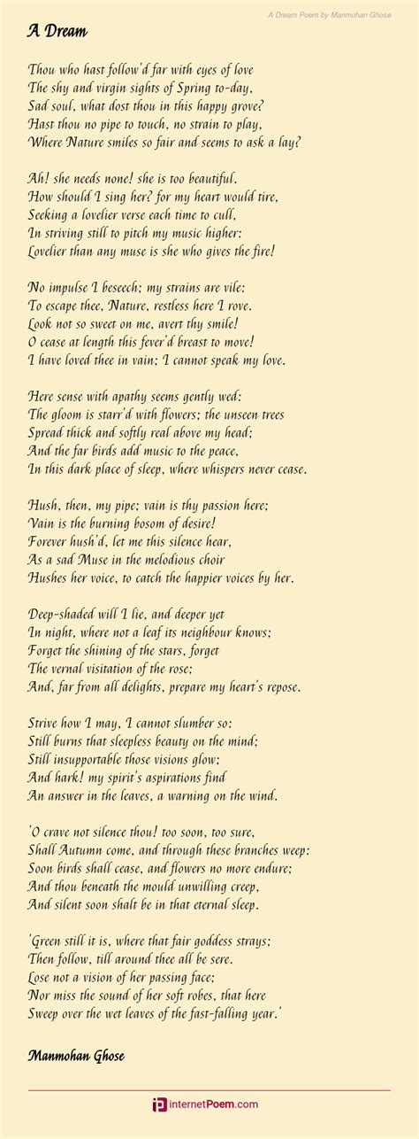 A Dream Poem by Manmohan Ghose