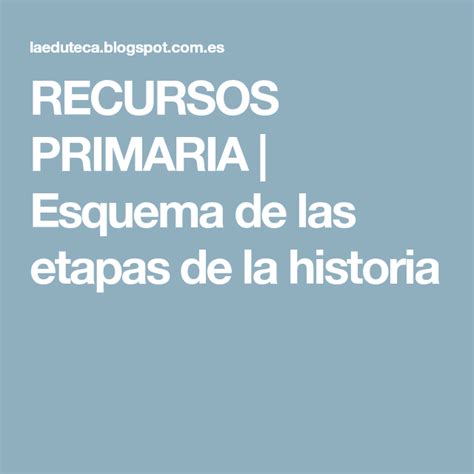 RECURSOS PRIMARIA Esquema De Las Etapas De La Historia Historia