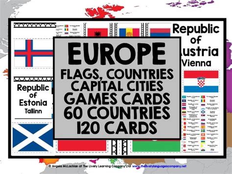 GEOGRAPHY EUROPE FLAGS COUNTRIES CAPITAL CITIES CARDS | Teaching Resources