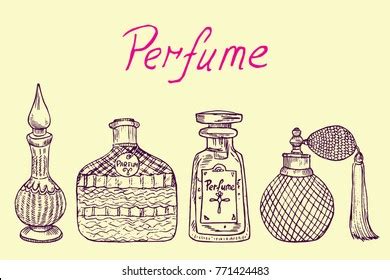 Perfume Vintage Collection Outline Bottles Different Stock Vector