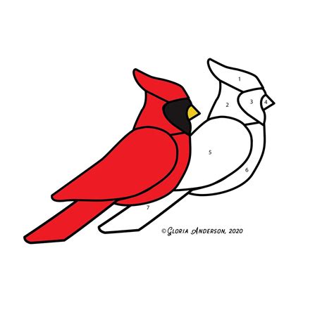 Cardinal Hobby License Beginner Stained Glass Pattern Digital Pdf File Cute Decoration Ornament