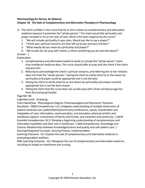 Adams E Tif Ch Test Bank Pharmacology For Nurses E Adams