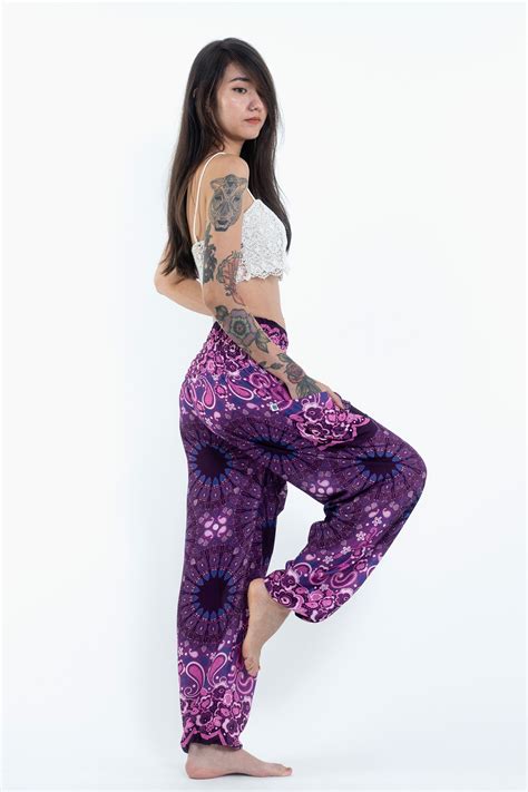 Paisley Mandalas Womens Harem Pants In Purple