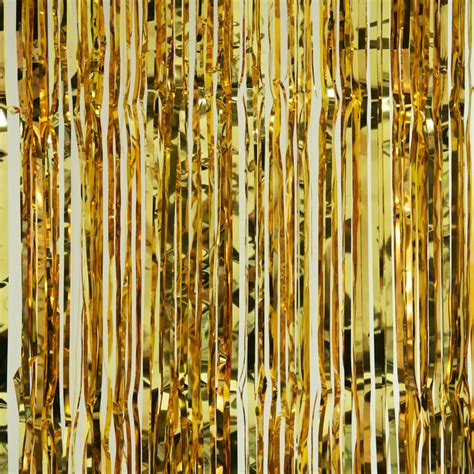 Decostar Sparkling Metallic Foil Fringe Curtain 96 12 Pieces Gold