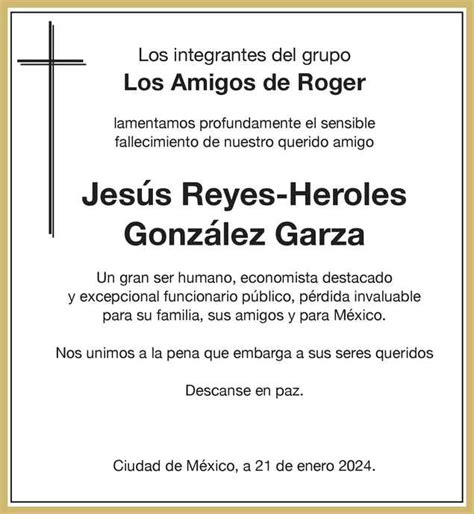 Señor Jesús Reyes Heroles González Garza Obituario Esquela