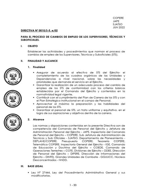 Directiva 010 Sjatso Normar El Cambio De Empleo Del Personal Supervisores Tecnicos Y Sub