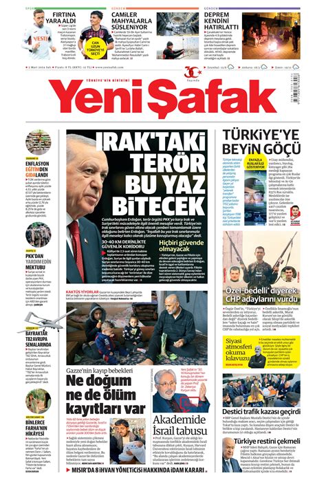 Yeni Afak Gazetesi Mart Sal G N Man Eti