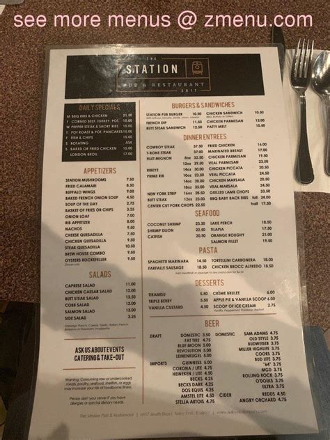 Menu At The Station Pub And Eatery Tinley Park