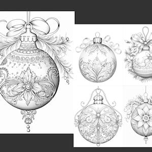 Christmas Baubles Coloring Pages, 60 Printable Adult Decoration ...