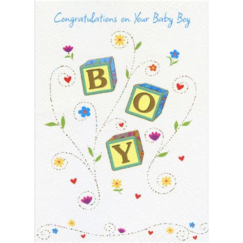 Blocks with Gold Foil Lettering and Swirling Gold Dots New Baby Boy ...