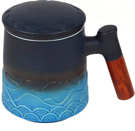 Teevea Tea Cup With Infuser And Lid Ceramic Steeping Mug