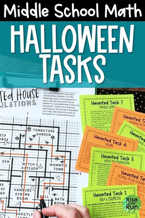 Halloween Math Activities For Middle School With Haunted House Floor