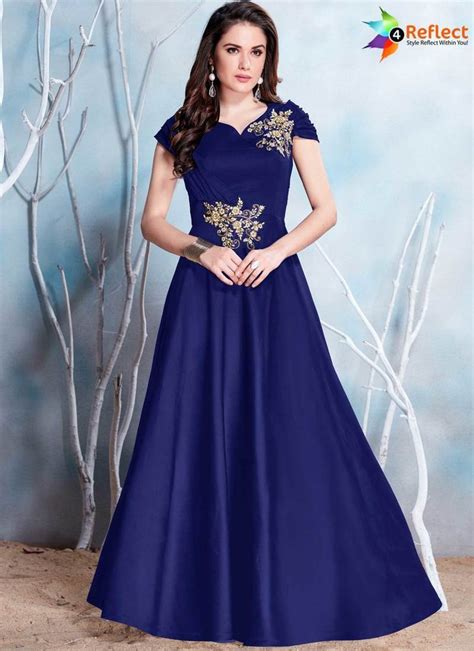 Party Wear And Festival Wear Attractive Navy Blue Fancy Fabric Designer