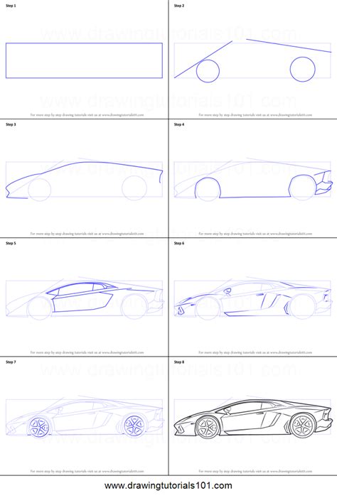 How To Draw Lamborghini Centenario Side View Printable Step By Step Drawing Sheet