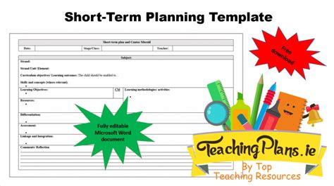 Short Term Planning Template for Weekly or Fortnightly Plans - Teaching ...