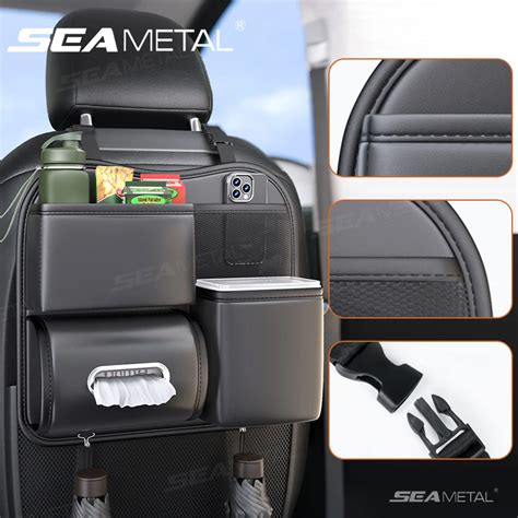 Seametal Car Seat Back Storage Bag In Car Organizer For Rear Row Pu