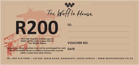 R100 Waffle House Voucher - The Waffle House