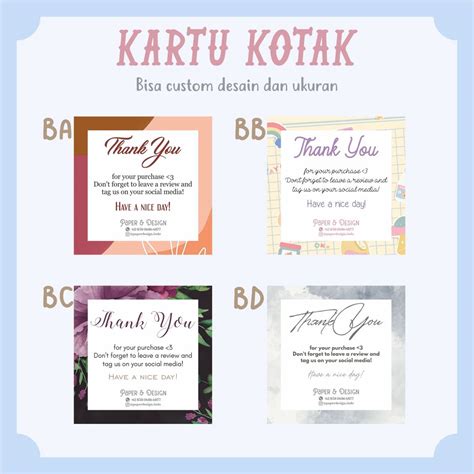 Jual Kartu Desain Kartu Ucapan Thank You Card KOTAK SQUARE HAMPERS