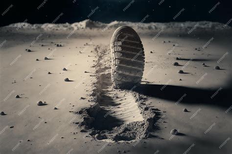 Premium Photo | Illustration of the first step on the moon