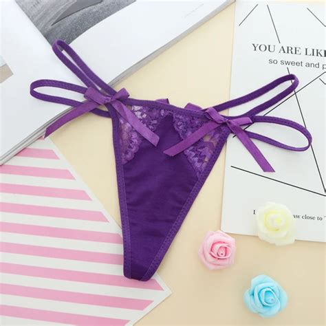 Buy 2019 Sexy Bow Lace Bandage G String Women Thongs