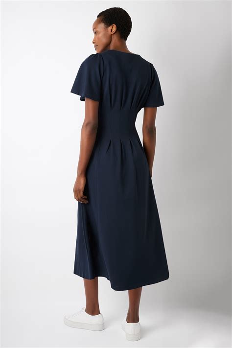 Sadeillan Stitch Detail Ponte Dress Navy — Wyse London