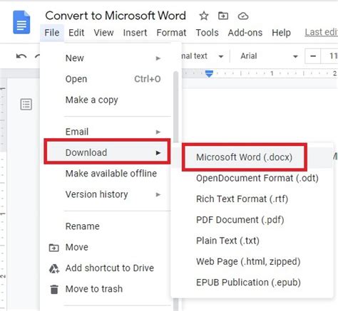 C Mo Convertir Un Documento De Google Docs En Un Documento De Microsoft