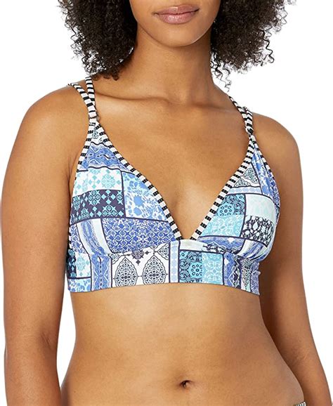 Amazon OndadeMar Women S Blue Iris Triangle Bikini TOP Multi XS