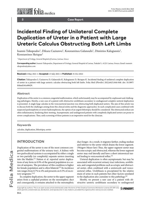 PDF Incidental Finding Of Unilateral Complete Duplication Of Ureter