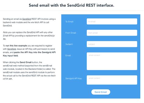 Example Send Email With The SendGrid REST Interface Velo By Wix