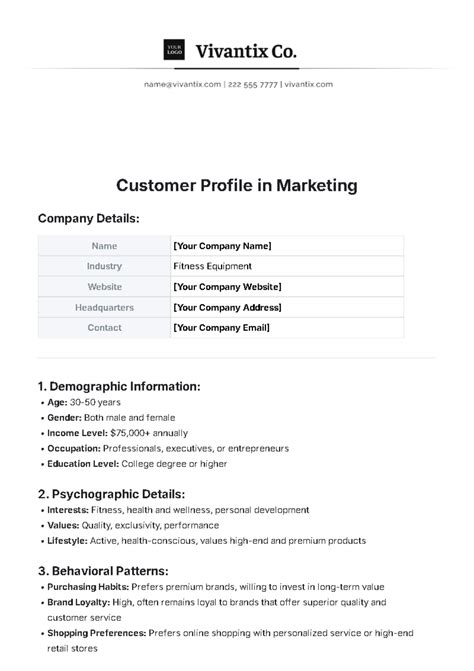 Free Customer Profile Templates To Edit Online And Print