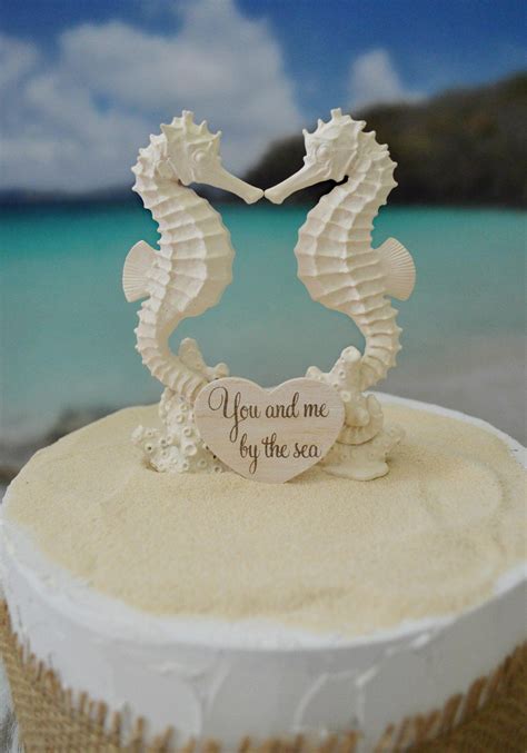 Seahorse Wedding Cake Topper Bride And Groom Beach Themed Wedding