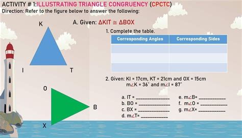 Solved ACTIVITY 1 ILLUSTRATING TRIANGLE CONGRUENCY CPCTC Direction